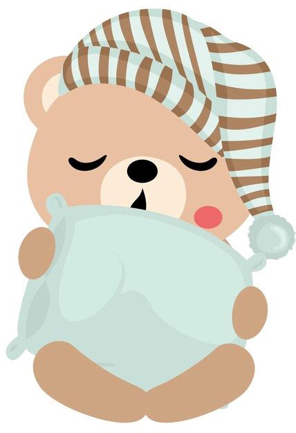 Premium Vector Cute Teddy Bear Sleeping Holding A Pillow