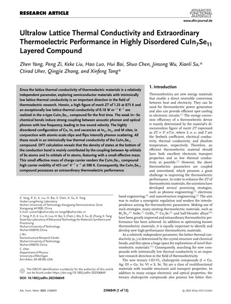 Ultralow Lattice Thermal Conductivity And Extraordinary Thermoelectric