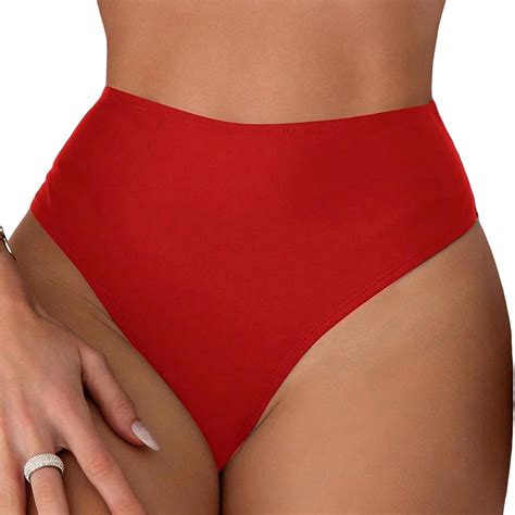 Lizynuty Women S Thong Bikini Bottoms Cross Cutout High Waist Thong