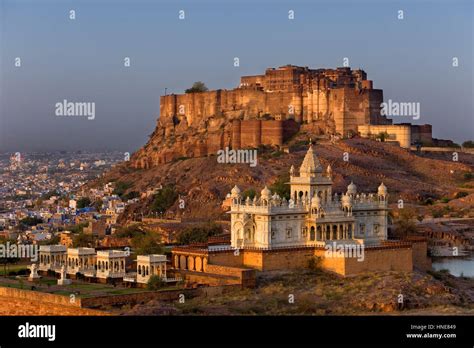 Sunset Townscape Mehrangarh Fort And Jaswant Thada Jodhpur Rajasthan