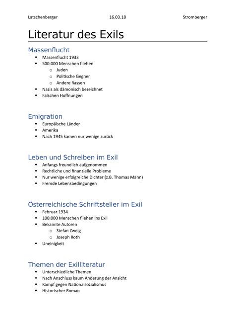 Referat Exil Mitschrift Einer Geschichte Vorlesung Bei Prof