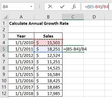 Calculate Annual Growth Rate In Excel