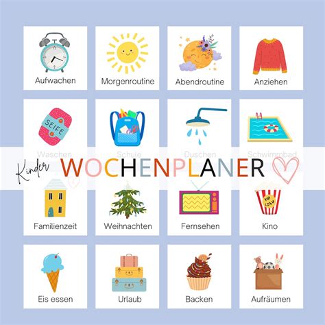 Wochenplan Kinder Montessori Kalender Wochenplaner Routineplaner