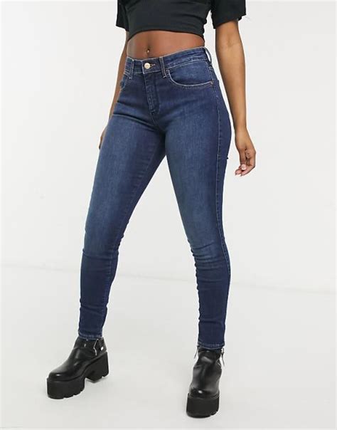 Wrangler Body Bespoke Mid Rise Skinny Jeans In Dark Blue Asos