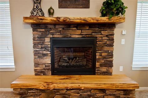 Photo 36085 Reclaimed Hardwood With Live Edge Mantel And Fireplace