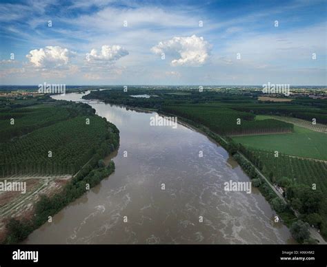 Aerial View Of Po River Padana Plain Reggio Emiliaaerial View Emilia