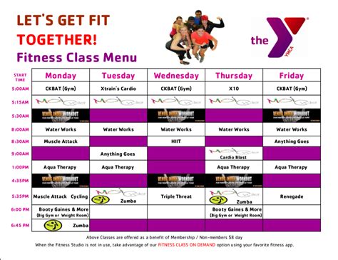 Fitness Class Schedule – Moore County YMCA