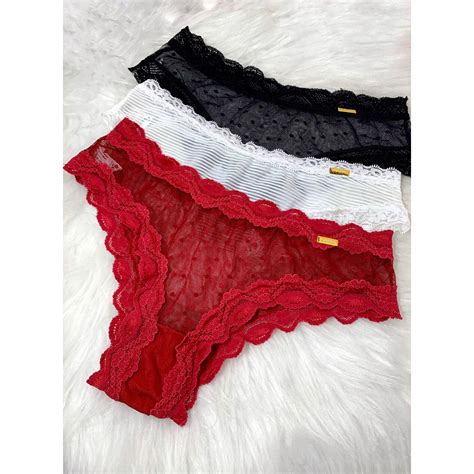 Calcinha Tanga Rendada Em Tule Lingerie Sexy Shopee Brasil