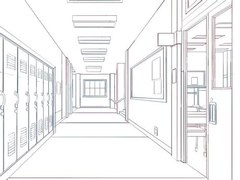 Anime School Building Drawing