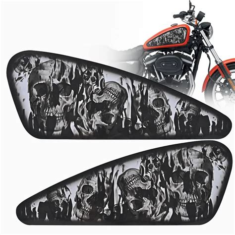 Universal Motorcycle Skull Flame Design Fuel Tank Decals Stickers For