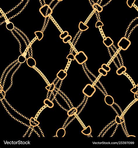 Golden Chains Fashion Seamless Pattern Fabric Vector Image