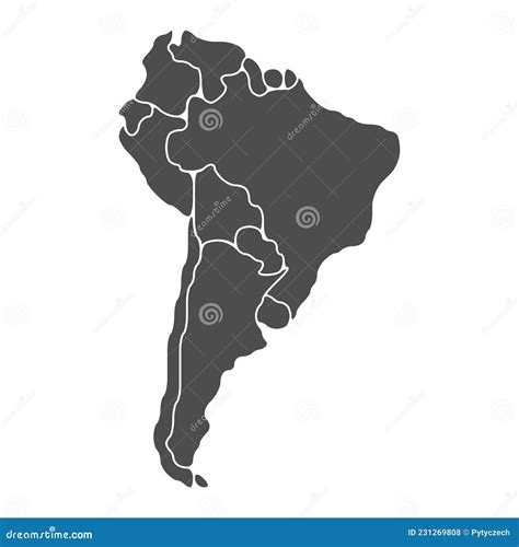 Mapa Liso Del Continente Sudamericano Ilustración del Vector