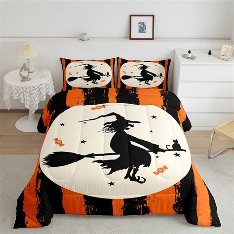 Yst Halloween Comforter Sethalloween Flying Witch Bedding Set With