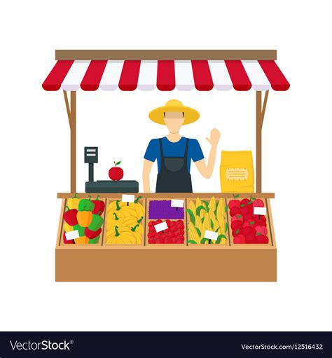 Cartoon Farmer Vegetable Seller Royalty Free Vector Image