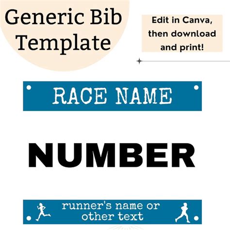 Printable Race Bib Template Editable Running Bib Canva Template Etsy