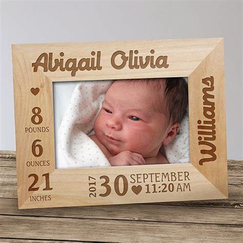 Engraved Wood Frame For Baby Personalized Baby Frames Picture Frame