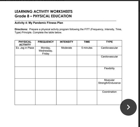 Prepare A Physical Activity Program Following The Fitt Frequency