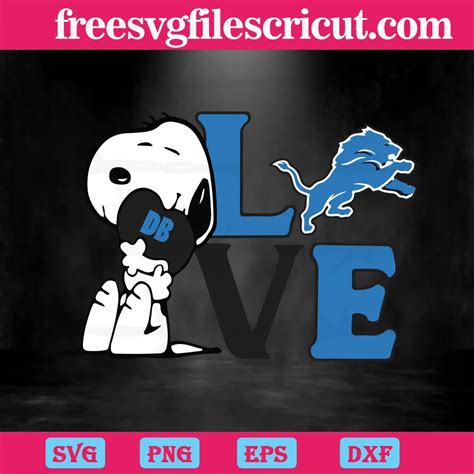 Snoopy Love Detroit Lions Cutting File Svg Free Svg Files For Cricut