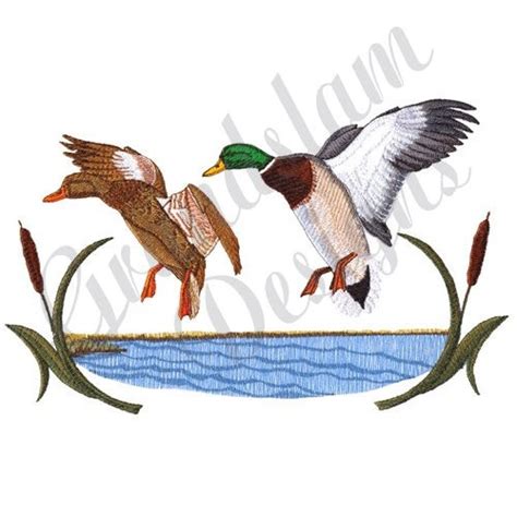 Two Mallard Ducks Machine Embroidery Design Embroidery Etsy