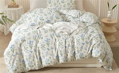 Ruccit White Floral Duvet Cover Set Double 100 Cotton Duvet Cover