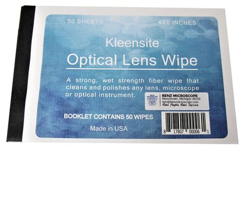 Kleensite Optical Lens Wipes 4 X 6 Book Of 50 Sheets