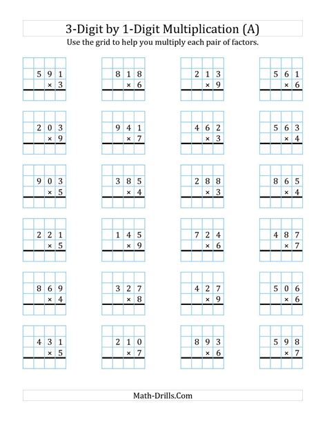 Multiplication 2 Digit By One Digit Worksheet