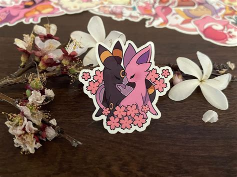 Umbreon And Espeon Sticker Blossom Version Vinyl Stickers Laptop Decal