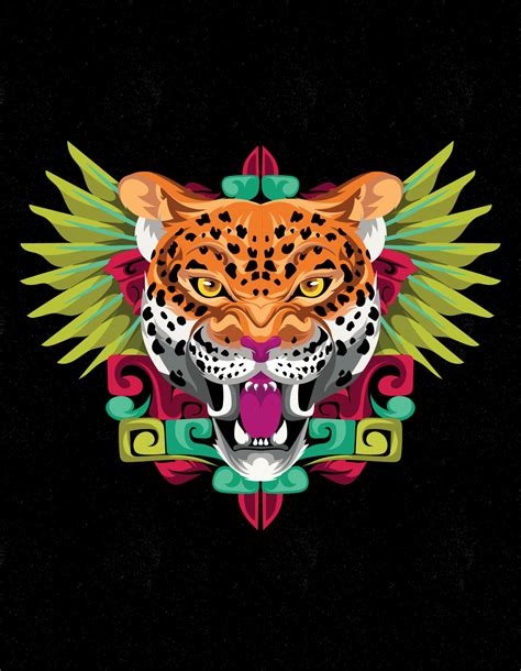 aztec jaguar quetzal art 8031543 Vector Art at Vecteezy