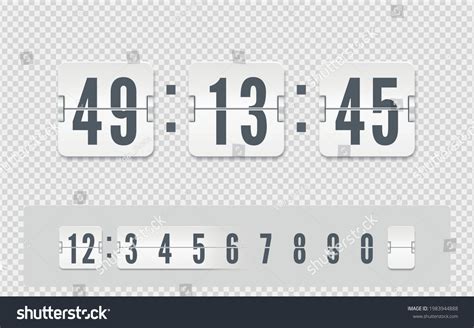 White Scoreboard Number Font Shadows Isolated Stock Vector Royalty