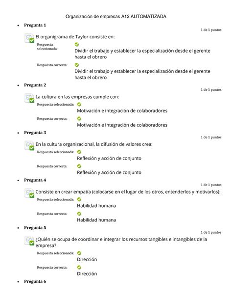 A12 Automatizada Organización de empresas A12 AUTOMATIZADA Pregunta