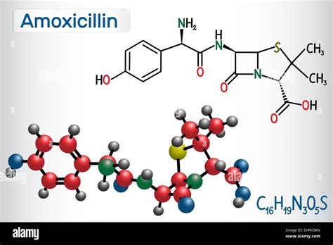 Amoxicillin Drug Molecule It Is Beta Lactam Antibiotic Structural Chemical Formula And