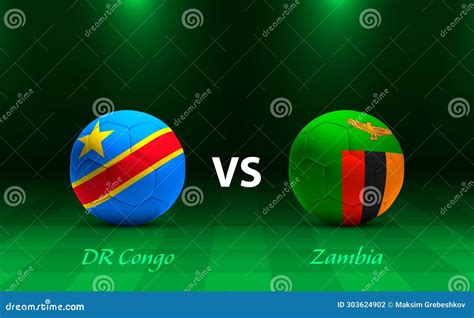 Dr Congo Vs Zambia Football Scoreboard Broadcast Template Stock Vector