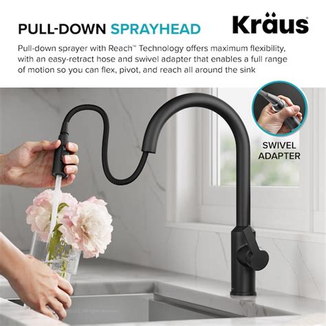 Kraus Oletto Matte Black Single Handle Touchless Pull-down Kitchen ...