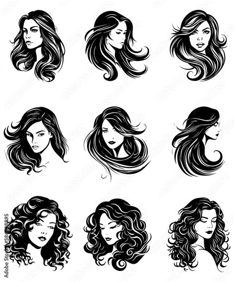 Set Of Vector Logos Of Woman Silhouette Beautiful And Simple Woman