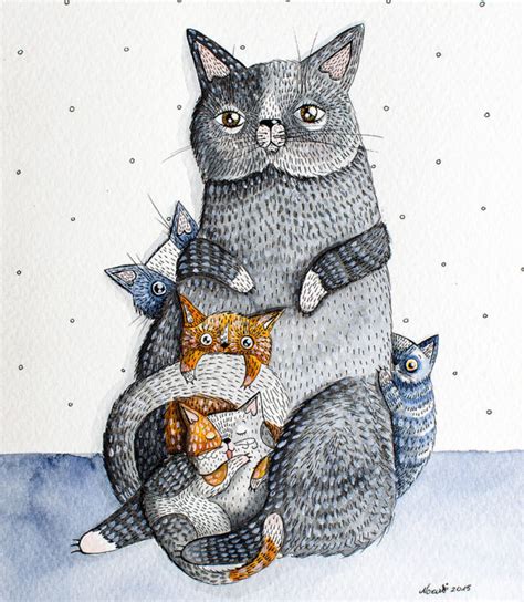Нарисованные коты (80 картинок)