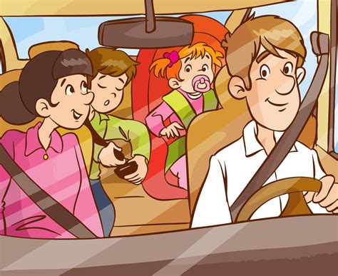 family traveling in car cartoon vector 17076268 Vector Art at Vecteezy