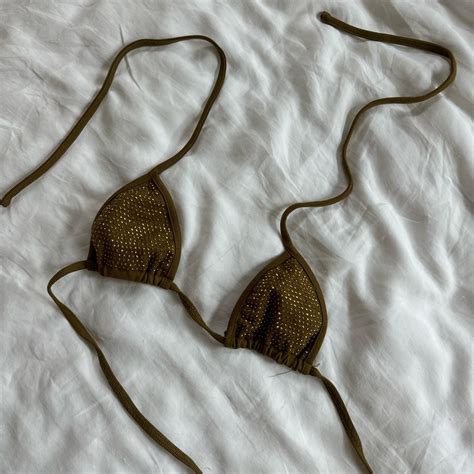 I AM GIA BIKINI BRA TOP Gold Rhinestone Size Small Depop