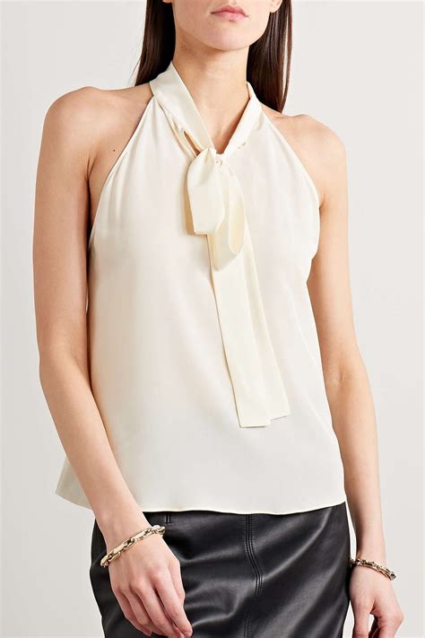 Nili Lotan Zelie Pussy Bow Silk Crepe De Chine Top Reversible