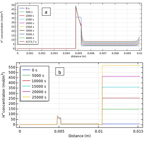 Proton Concentration Profiles In The Two A And Three Compartment B