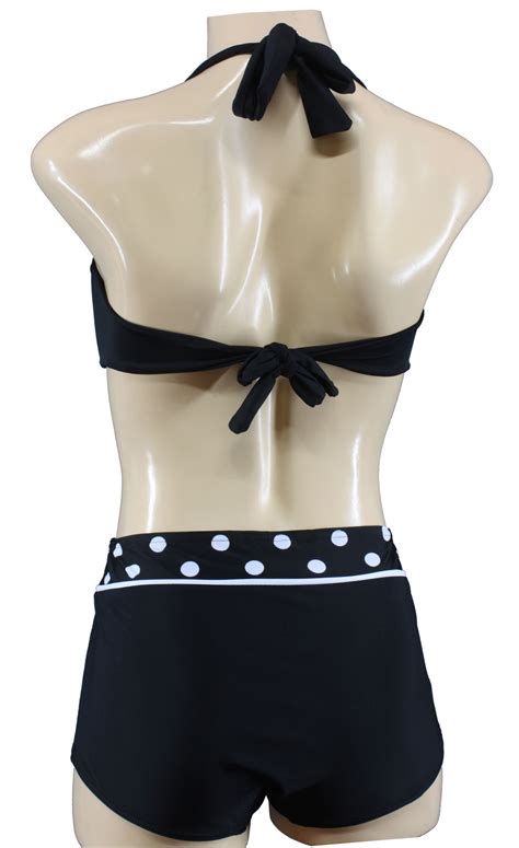 Vintage Bademode Bandeau Damen Bikini Set Gepunktet