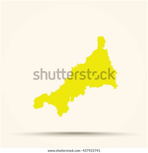 Yellow Cornwall Map Illustration Stock Vector Royalty Free 437923741