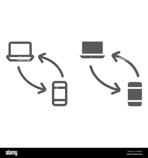 Data Transferring From Laptop To Smartphone Line And Glyph Icon