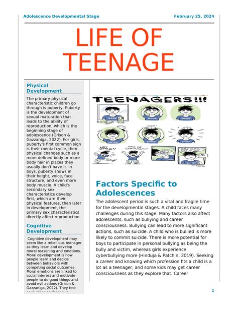 PSY 102 RS T3 Template 2 Development Newsletter - Adolescence