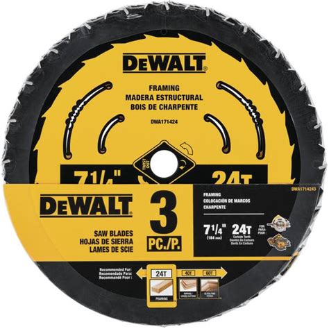 Dewalt 7 1 4 3 Pack 24t Saw Blade Dwa1714243 Blain S Farm And Fleet