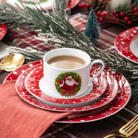 VEWEET Série SANTACLAUS Service de Table en Porcelaine Fête Noël 60