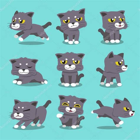 Cartoon Character Cat Poses Set Stock Vector Image By Jaaak