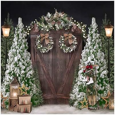 Amazon Leowefowa X Ft Christmas Backdrop Christmas Tree Rustic