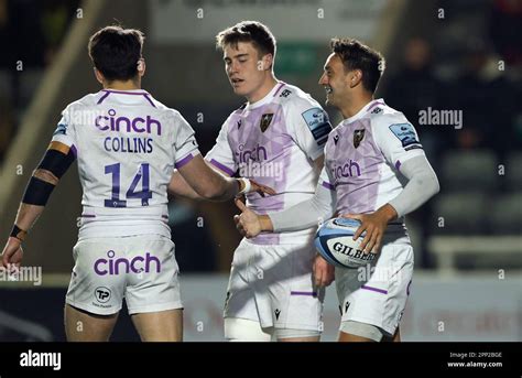 Northampton Saints Alex Mitchell Right Celebrates With Tommy Freeman