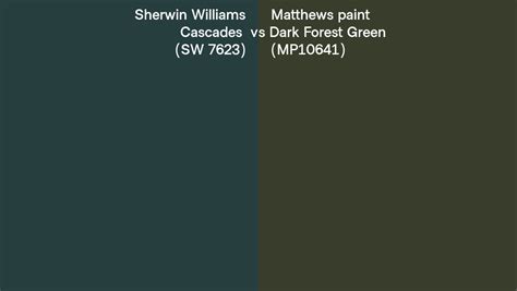 Sherwin Williams Cascades Sw 7623 Vs Matthews Paint Dark Forest Green