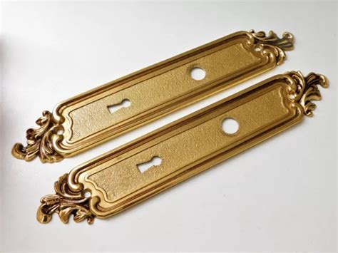 Ancienne Paire De Plaques De Propret En Bronze Dor Porte Style Louis